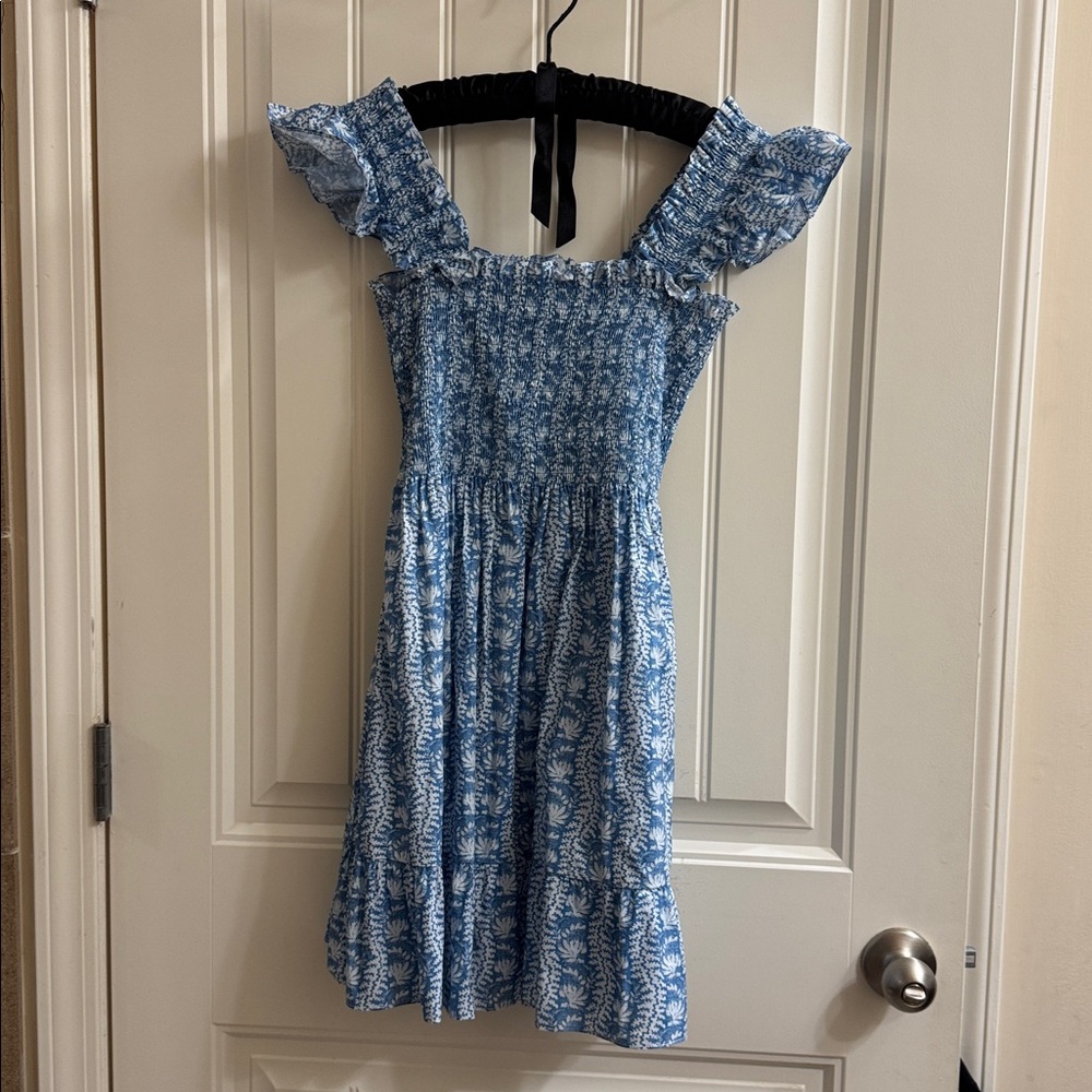 Hill House Pale Blue and White Smocked Dress